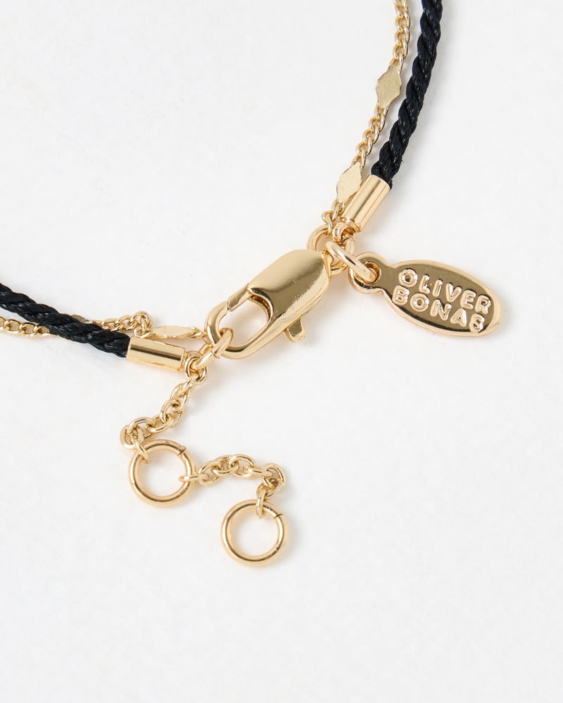 Misha Mini Heart Charm Double Row Cord Bracelet
