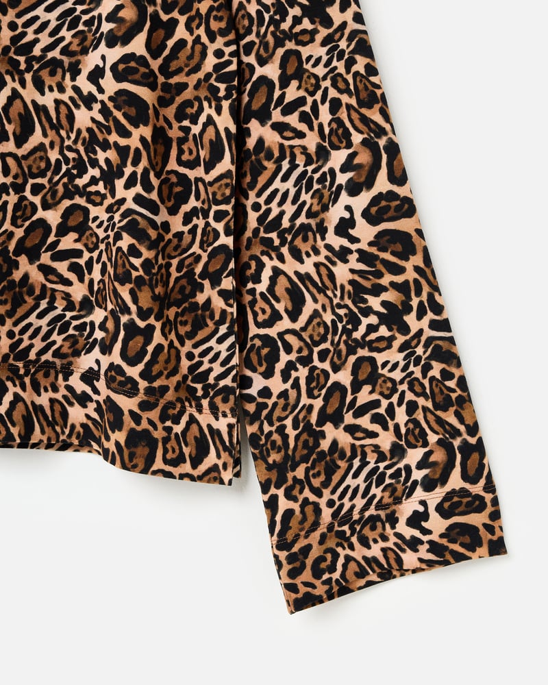 Brown Leopard Print Roll Neck Long Sleeve Top