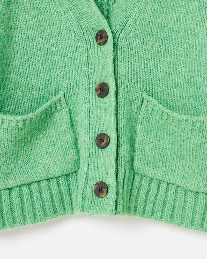 Green V-Neck Knitted Cardigan