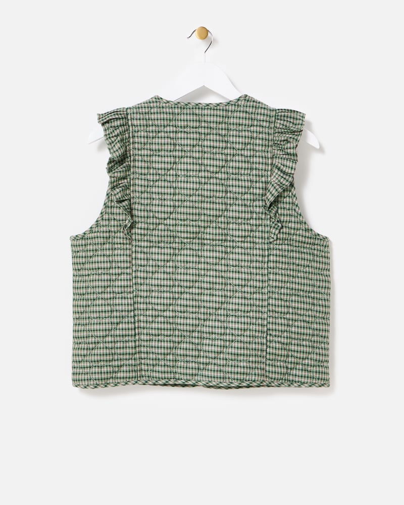 Green Checked Heart Quilted Gilet