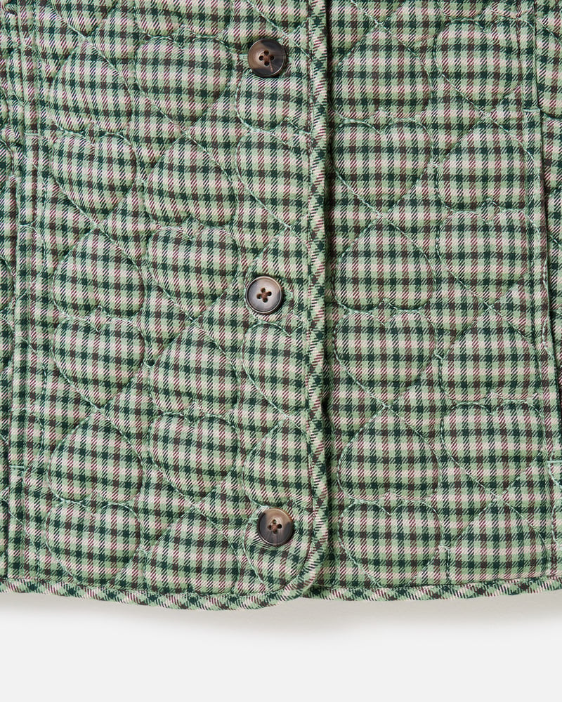 Green Checked Heart Quilted Gilet
