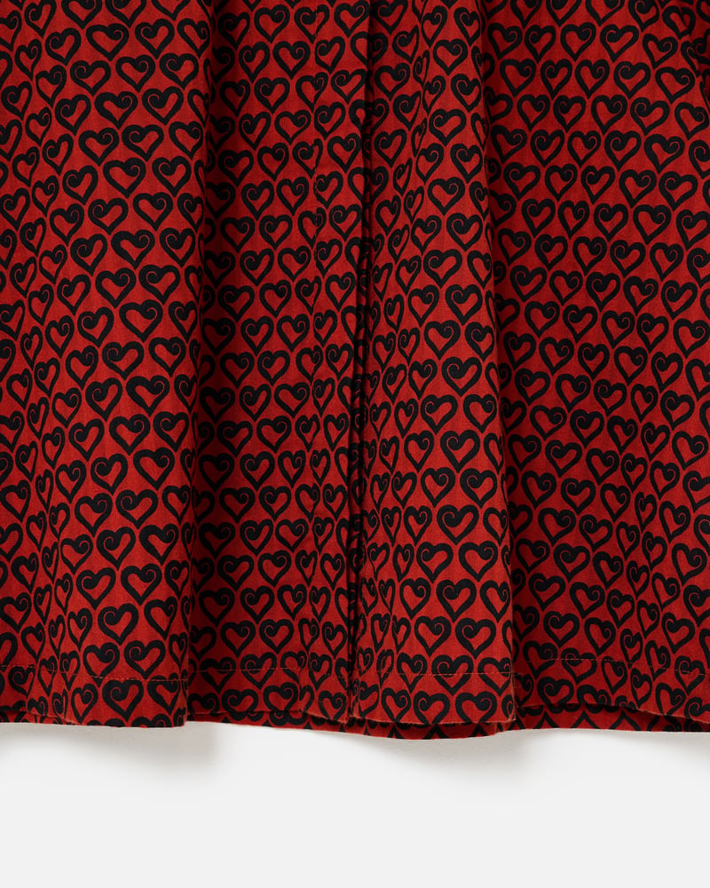 Red & Black Heart Print Cotton Blouse
