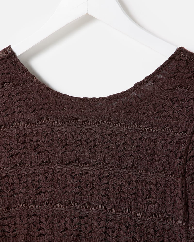Chocolate Brown Lace Long Sleeve Top