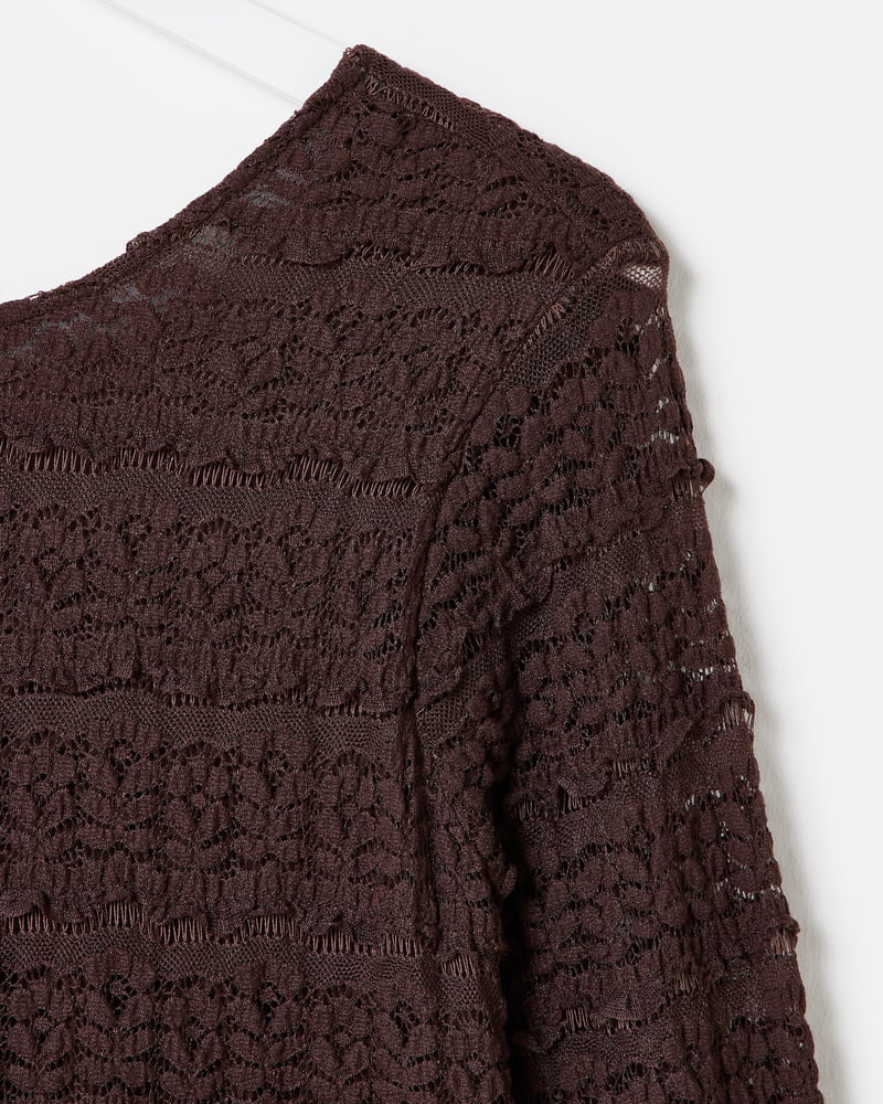 Chocolate Brown Lace Long Sleeve Top