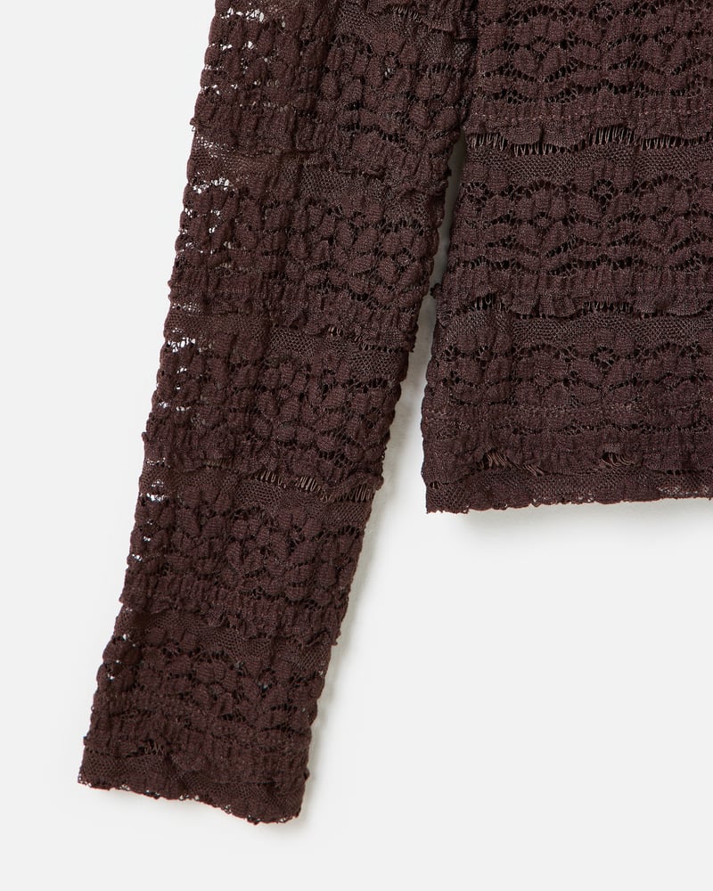 Chocolate Brown Lace Long Sleeve Top