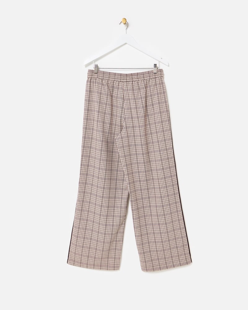 Brown Checked Wide Leg Jogger Trousers