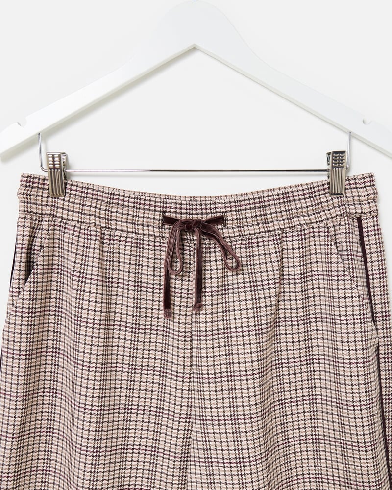Brown Checked Wide Leg Jogger Trousers