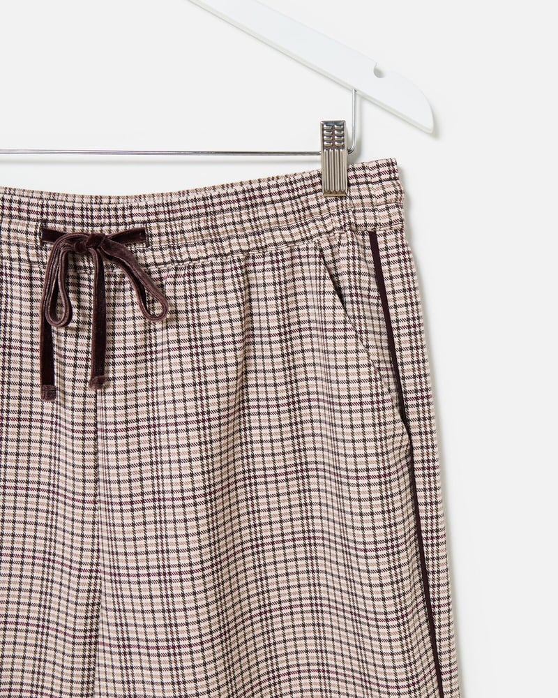 Brown Checked Wide Leg Jogger Trousers