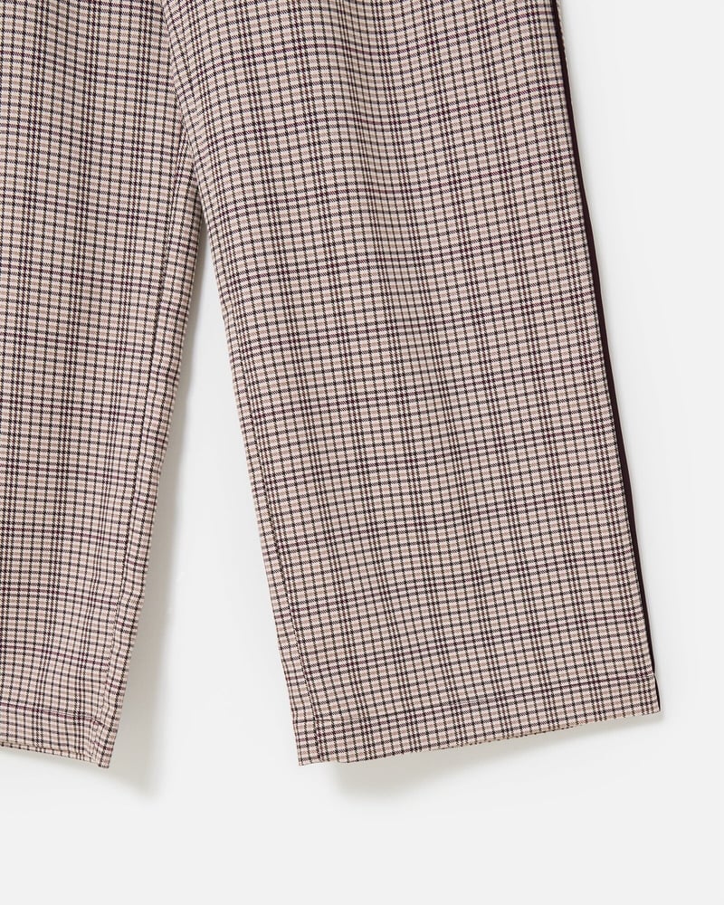 Brown Checked Wide Leg Jogger Trousers