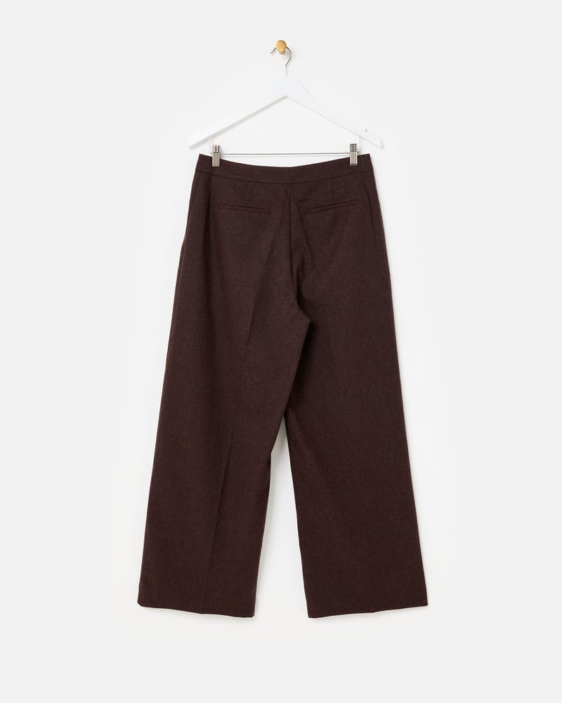 Chocolate Brown Wool Blend Wide Leg Trousers