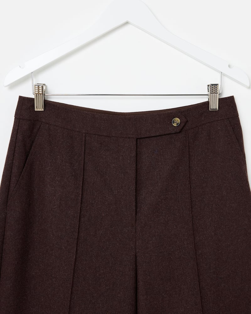 Chocolate Brown Wool Blend Wide Leg Trousers
