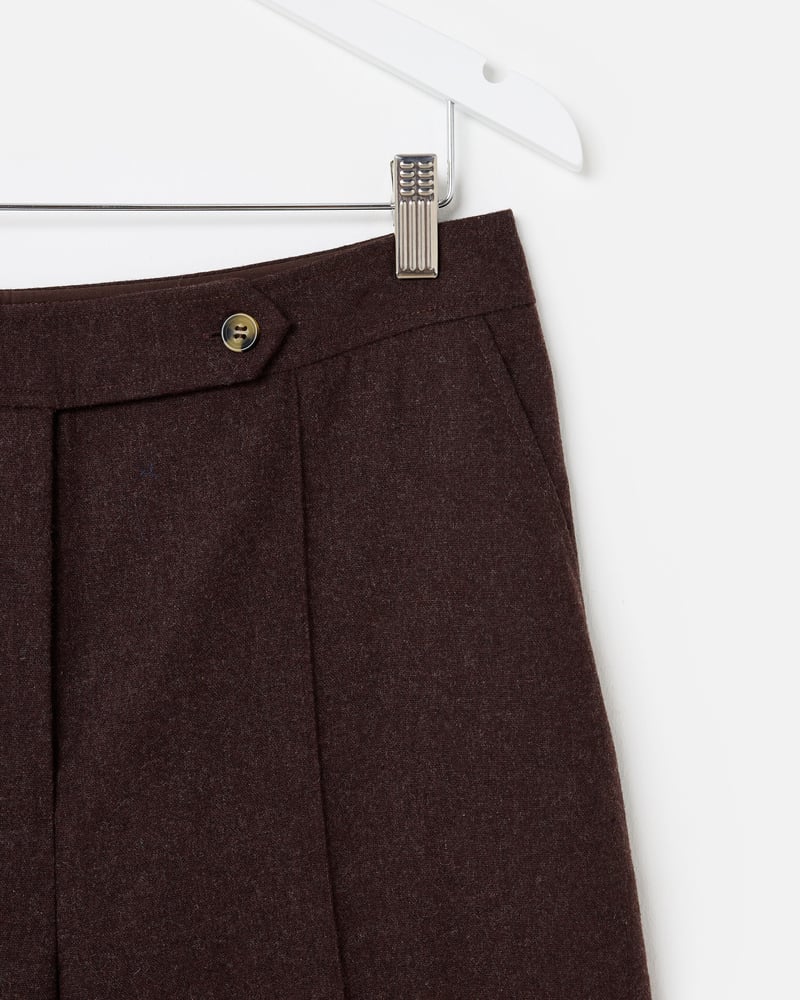 Chocolate Brown Wool Blend Wide Leg Trousers