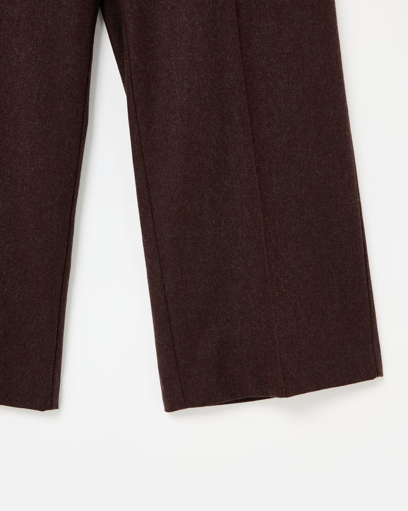 Chocolate Brown Wool Blend Wide Leg Trousers