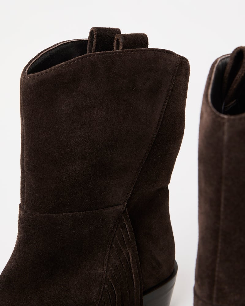 Chocolate Brown Suede Fringed Western Cowboy Boots