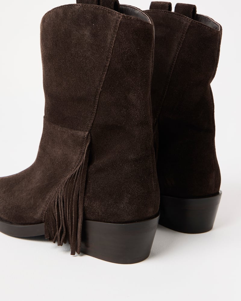 Chocolate Brown Suede Fringed Western Cowboy Boots