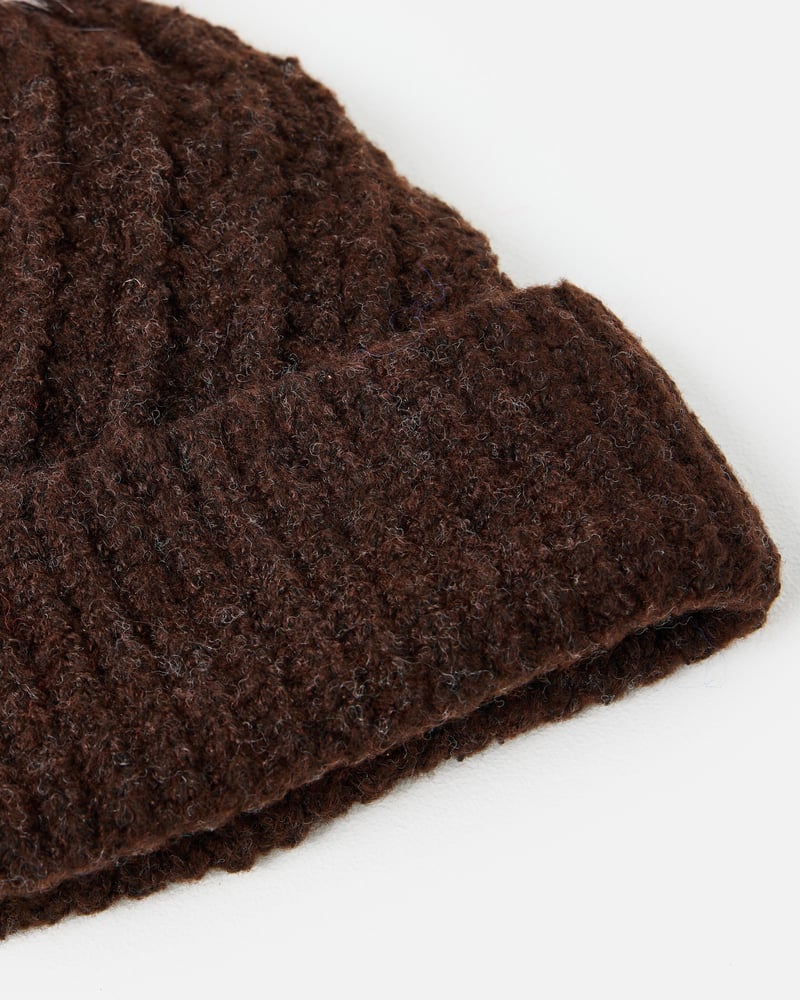 Chocolate Brown Twisted Cable Knit Bobble Hat