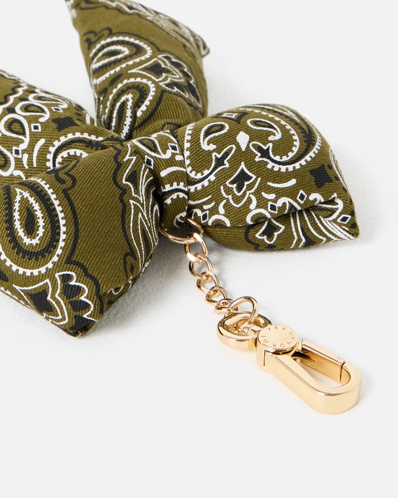 Khaki Green Bandana Print Bow Bag Charm