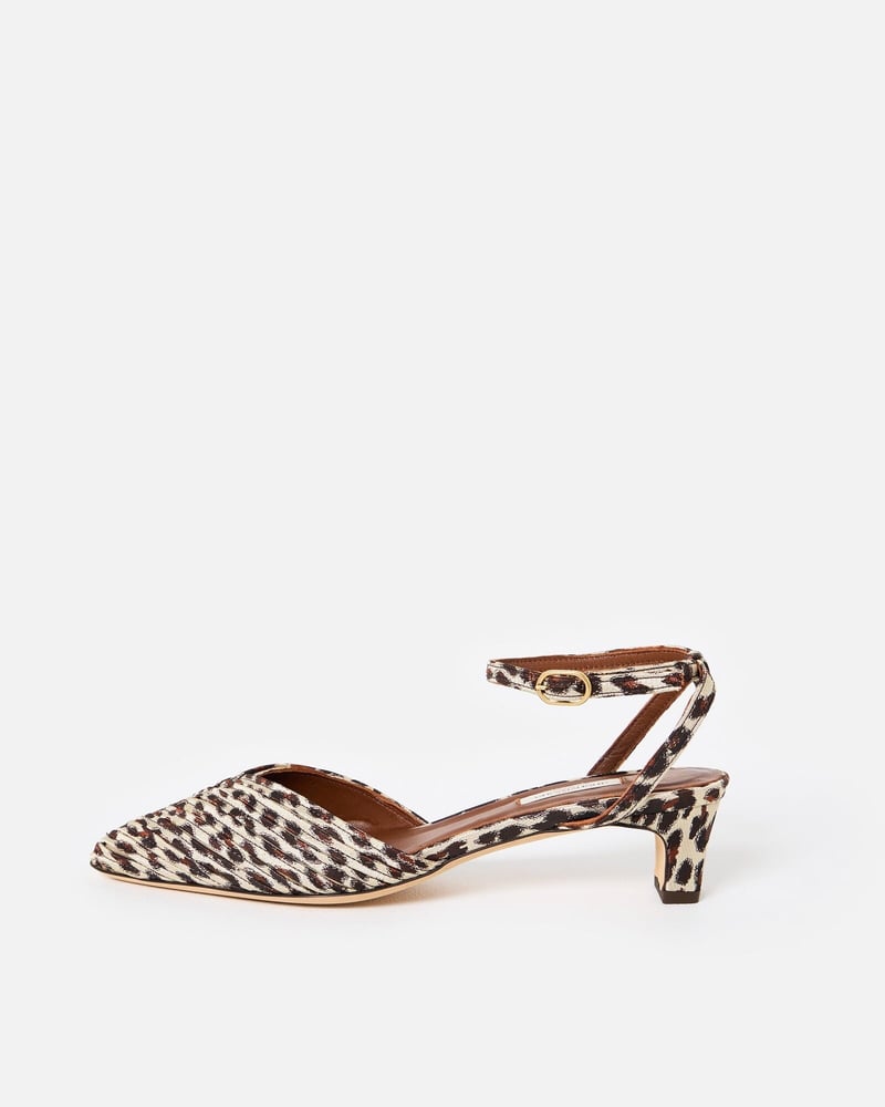 Anonymous Copenhagen Givia 40 Satin Leopard Print Heels