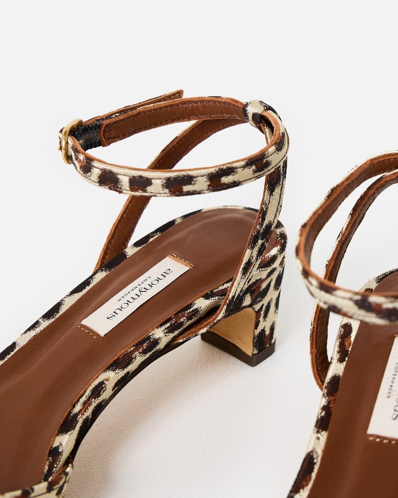 Anonymous Copenhagen Givia 40 Satin Leopard Print Heels