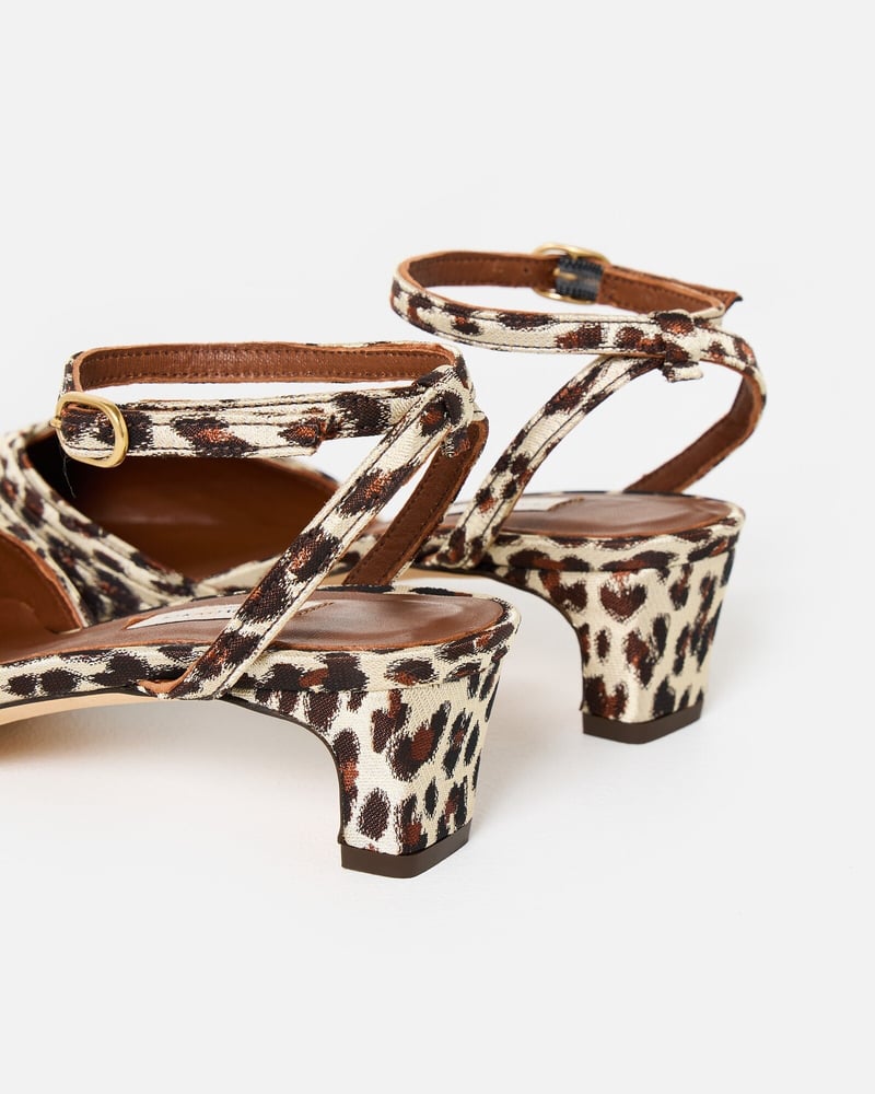 Anonymous Copenhagen Givia 40 Satin Leopard Print Heels