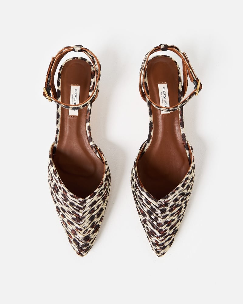 Anonymous Copenhagen Givia 40 Satin Leopard Print Heels
