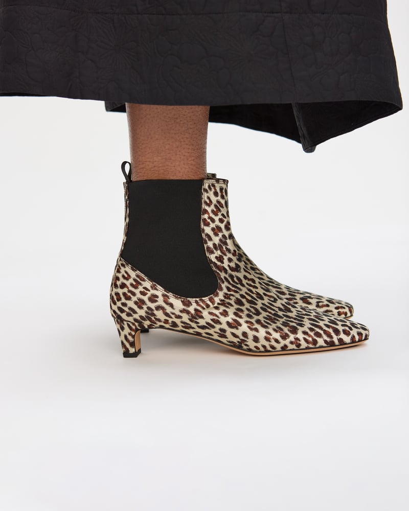 Anonymous Copenhagen Gaby 40 Satin Leopard Print Ankle Boots
