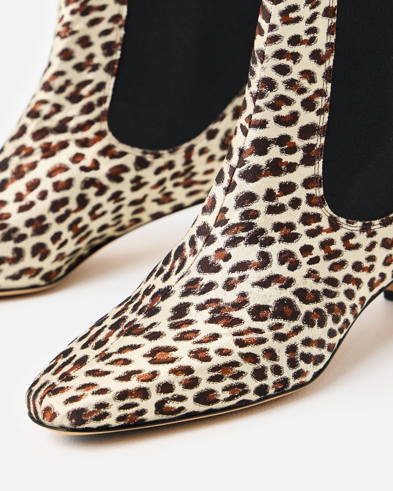 Anonymous Copenhagen Gaby 40 Satin Leopard Print Ankle Boots