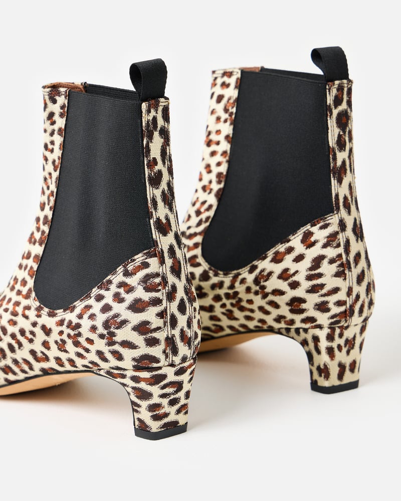 Anonymous Copenhagen Gaby 40 Satin Leopard Print Ankle Boots