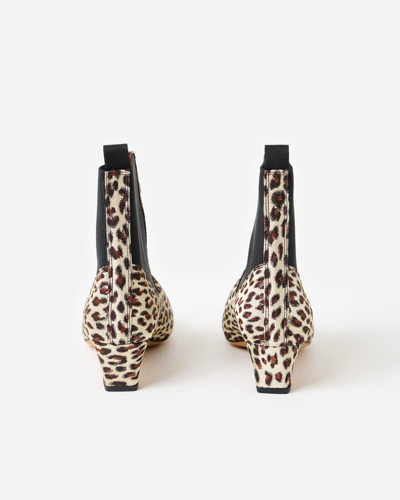 Anonymous Copenhagen Gaby 40 Satin Leopard Print Ankle Boots