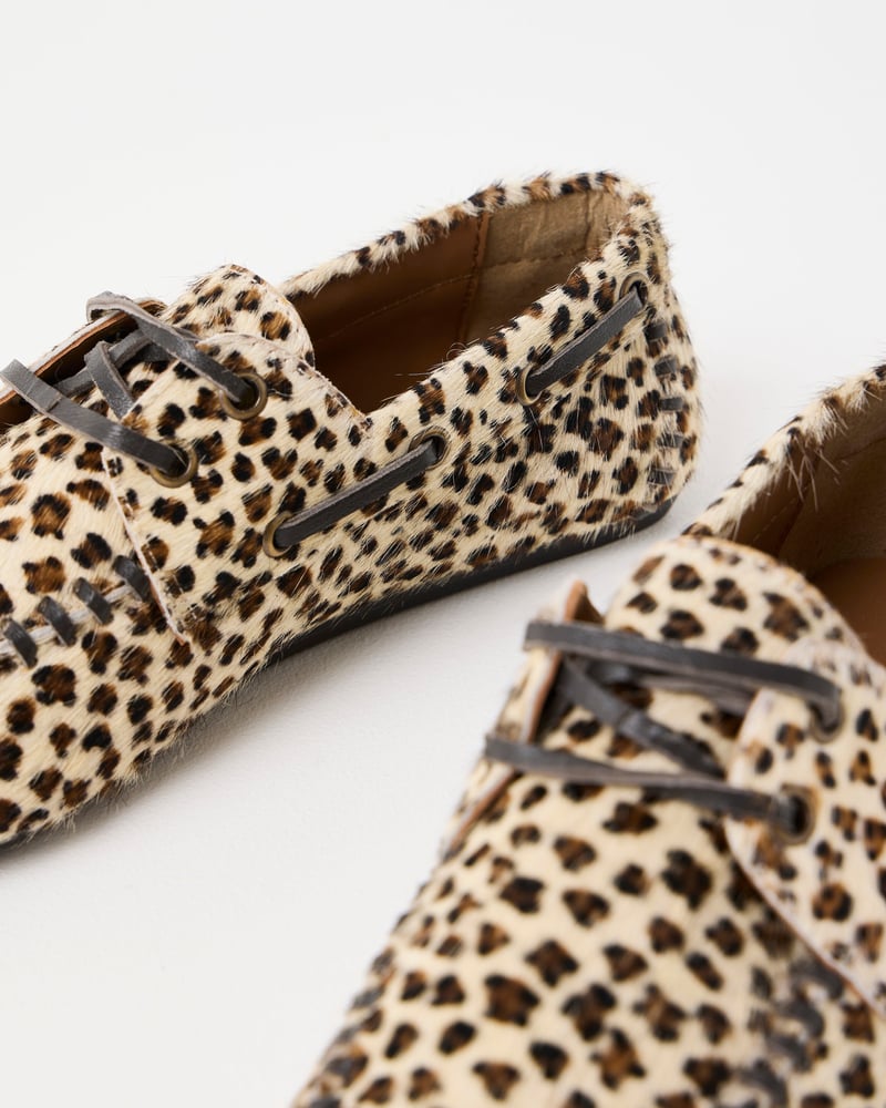 Brown Animal Print Leather Boat Shoes