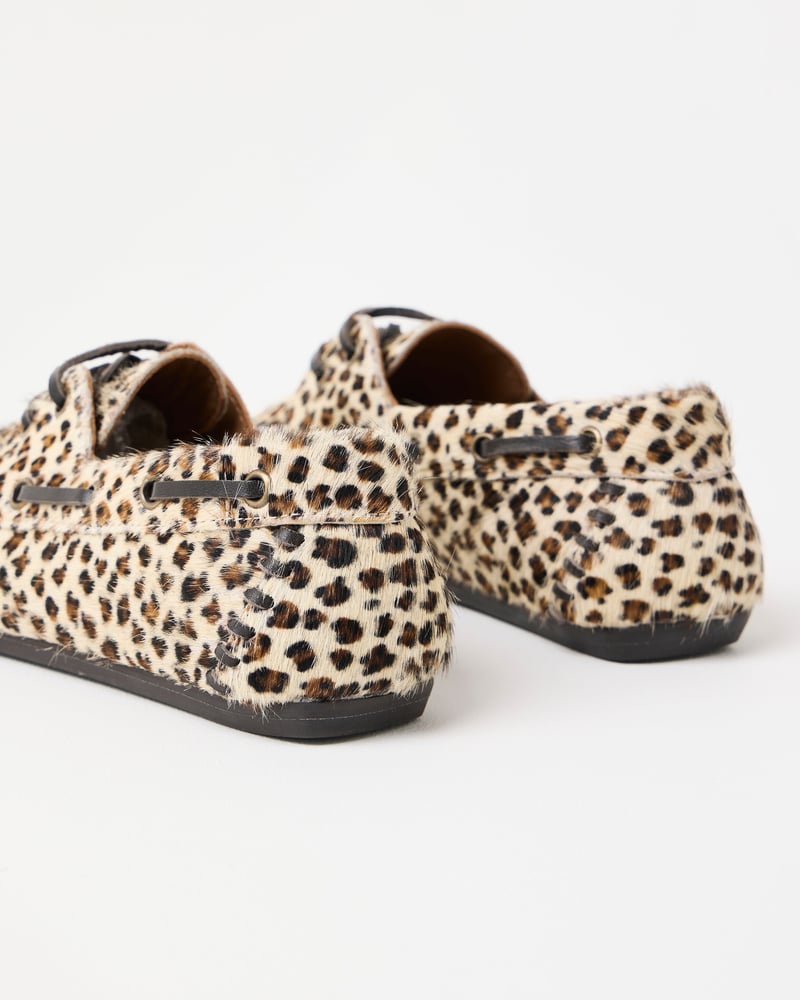 Brown Animal Print Leather Boat Shoes