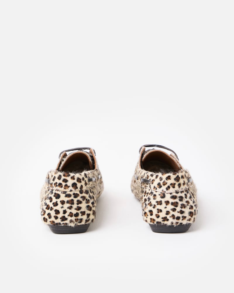 Brown Animal Print Leather Boat Shoes