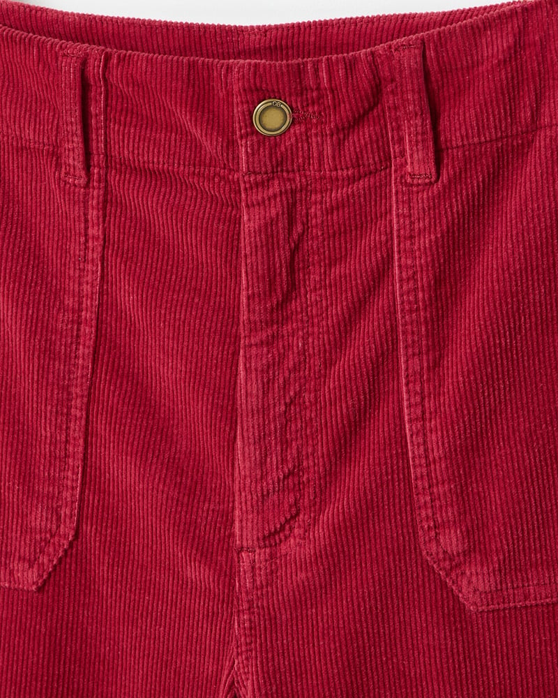 Berry Red Corduroy Cropped Wide Leg Trousers