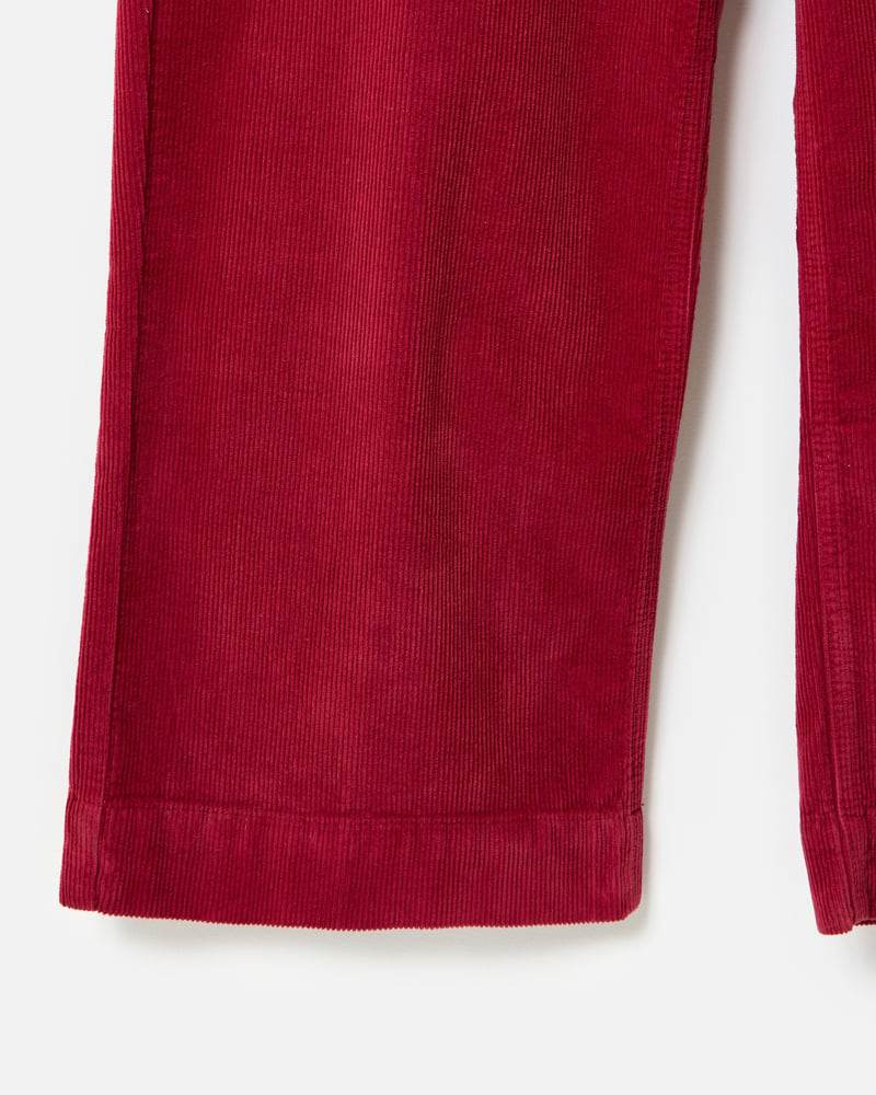 Berry Red Corduroy Cropped Wide Leg Trousers
