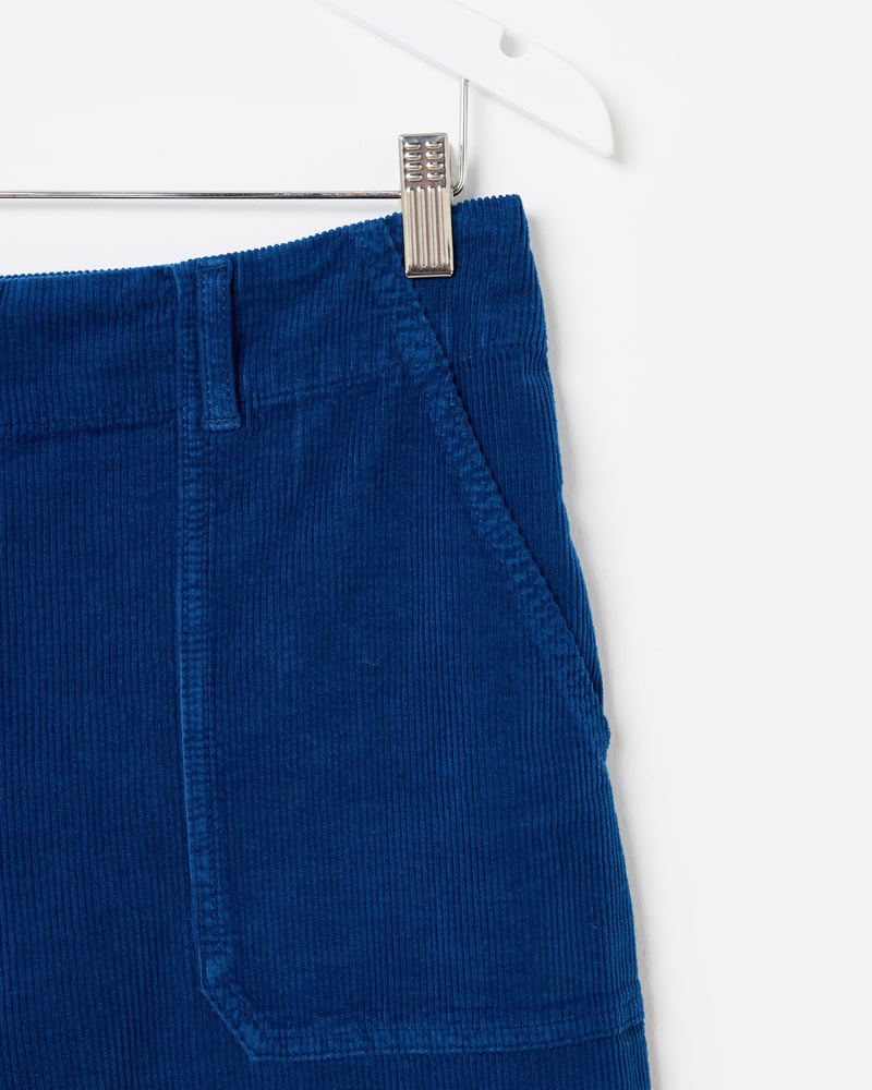 Blue Corduroy Cropped Wide Leg Trousers