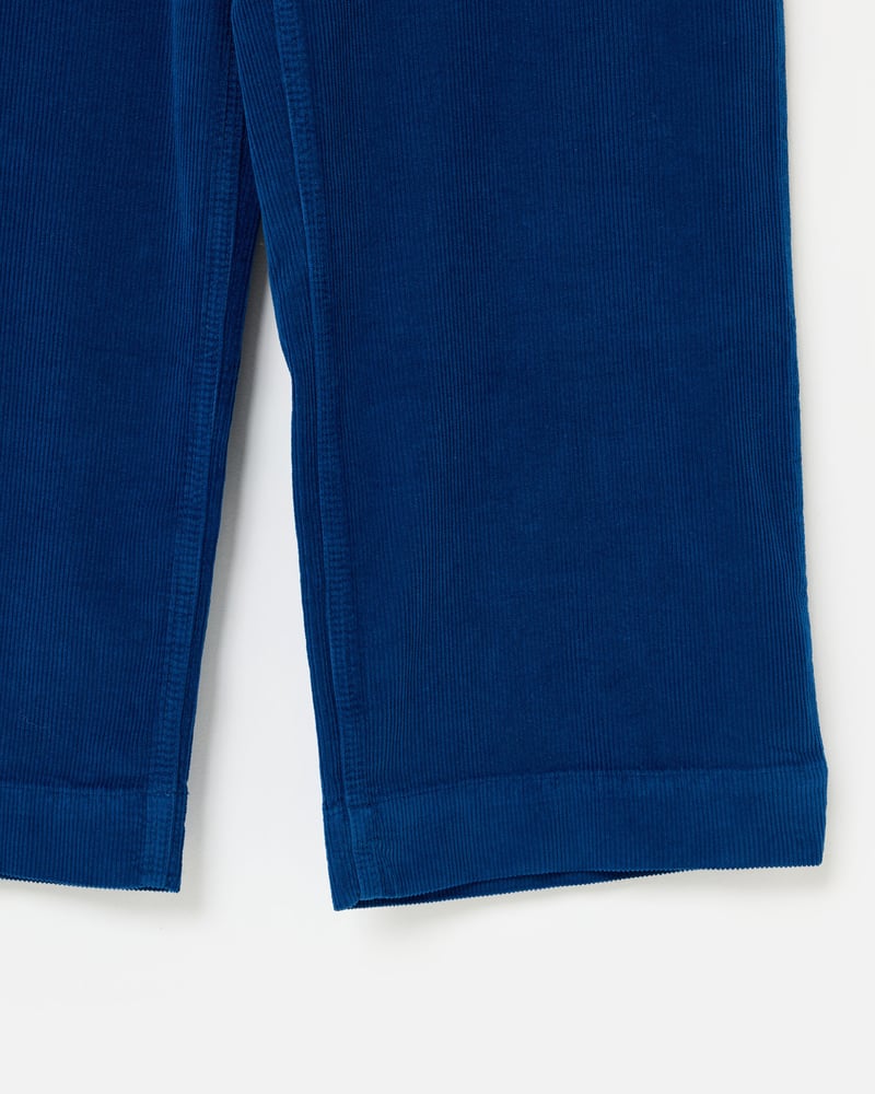 Blue Corduroy Cropped Wide Leg Trousers