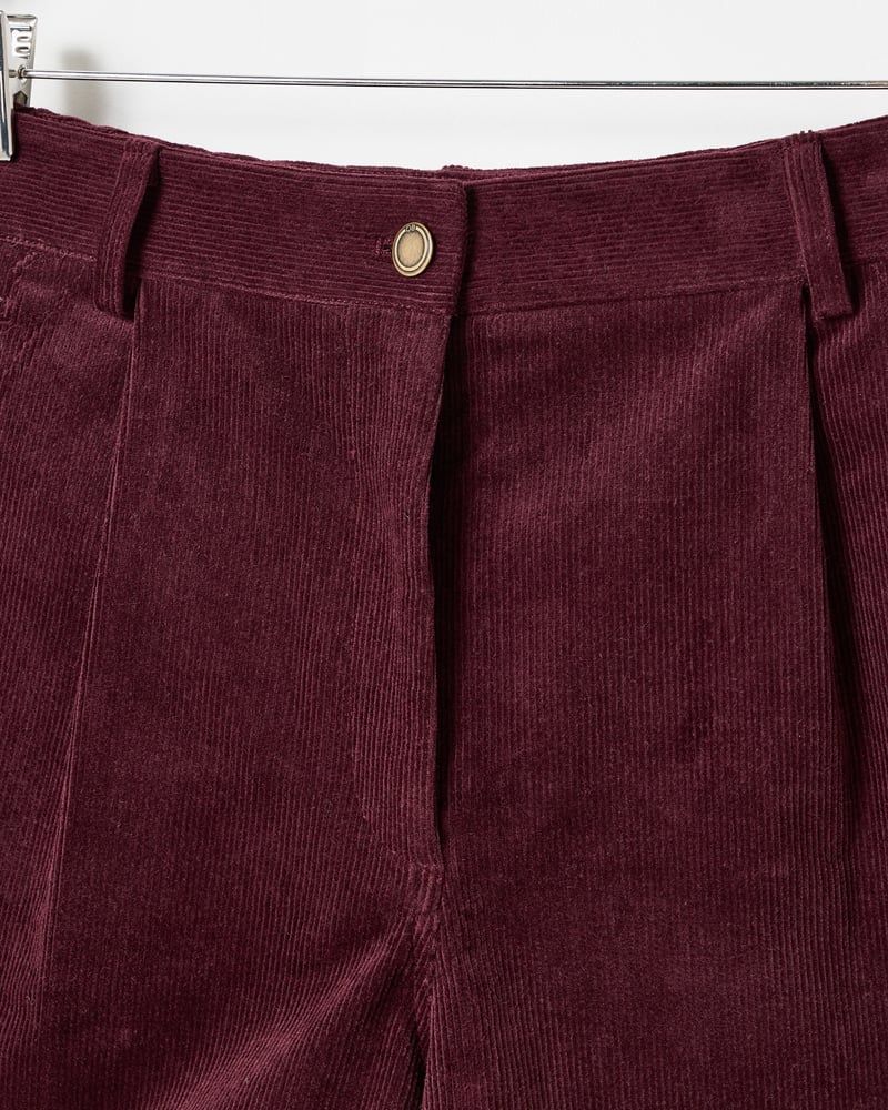 Plum Corduroy Scalloped Pocket Shorts