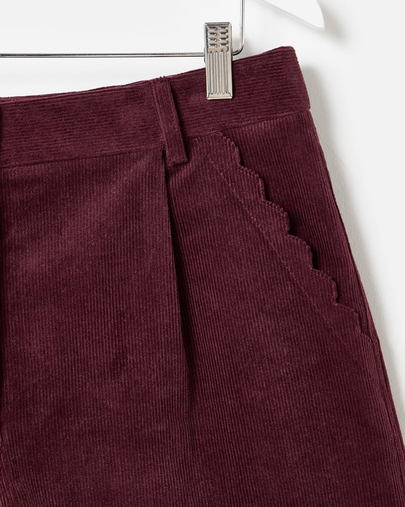 Plum Corduroy Scalloped Pocket Shorts