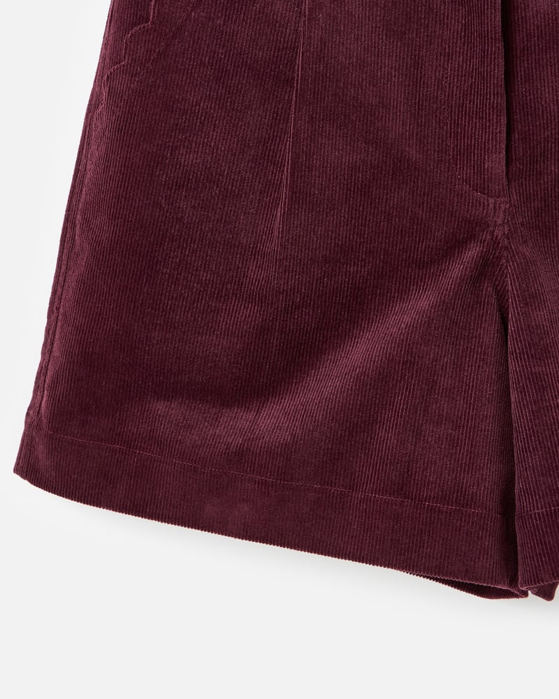 Plum Corduroy Scalloped Pocket Shorts