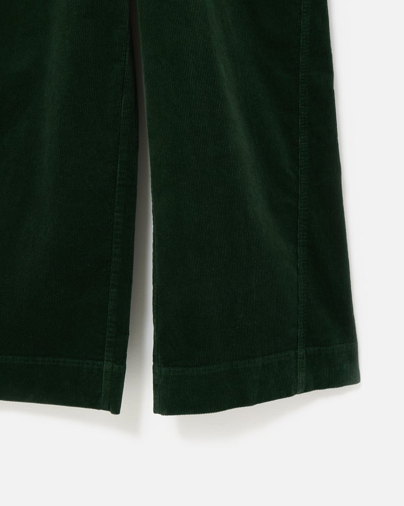 Green Corduroy V-Neck Tie Waist Jumpsuit