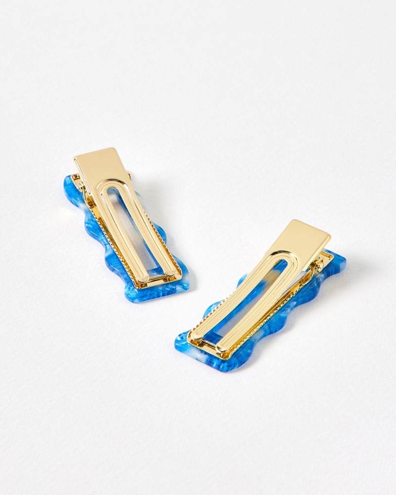 Chloe Blue Resin Wavy Hair Clips Set of Two
