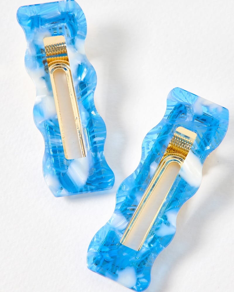 Chloe Blue Resin Wavy Hair Clips Set of Two