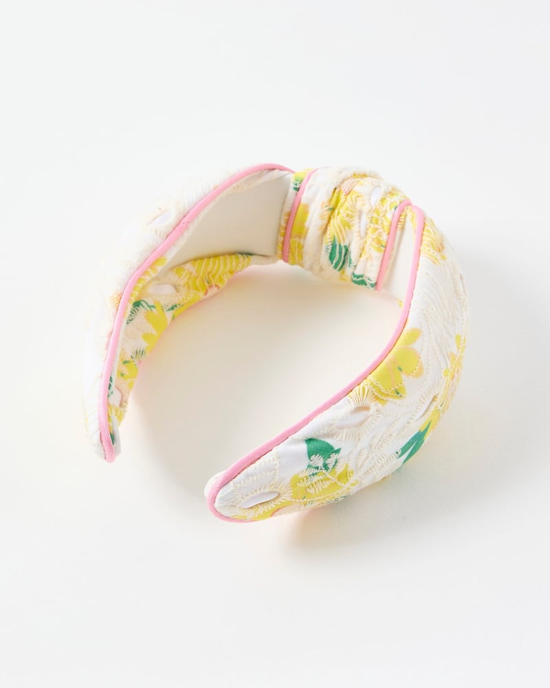 Greta Yellow Floral Embroidered Knot Headband
