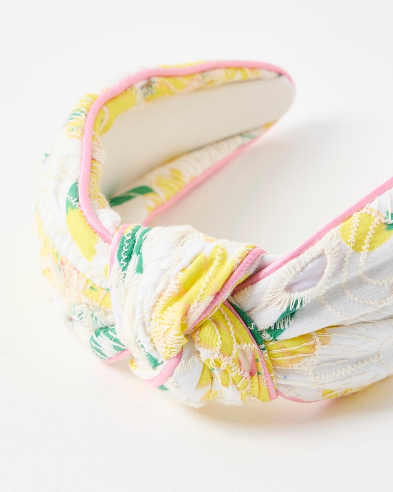 Greta Yellow Floral Embroidered Knot Headband