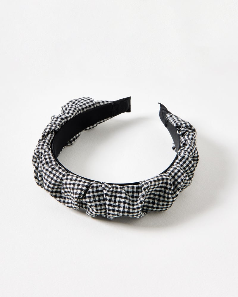 Jeanie Black Gingham Ruched Headband