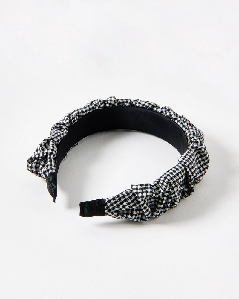 Jeanie Black Gingham Ruched Headband