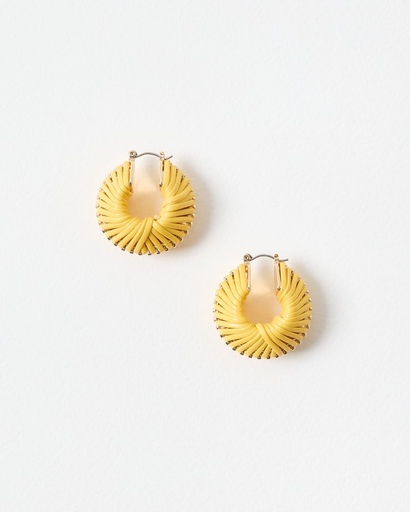 Cade Yellow Faux Leather Chunky Hoop Earrings