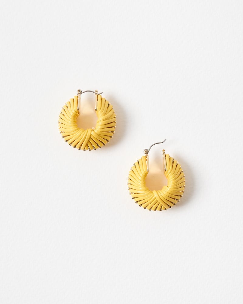 Cade Yellow Faux Leather Chunky Hoop Earrings