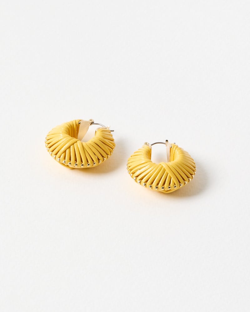 Cade Yellow Faux Leather Chunky Hoop Earrings