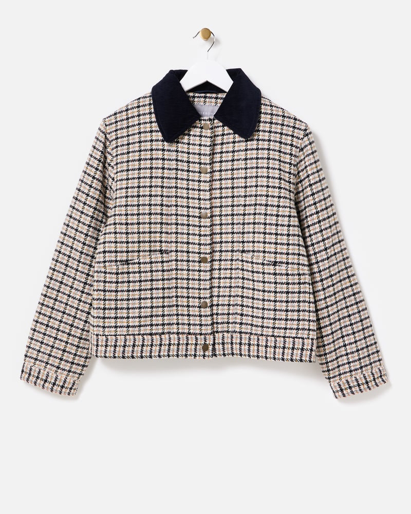 Cream & Black Checked Wool Blend Jacket